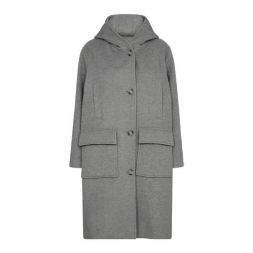 Hoodie Wool Coat Jakke Grå Melange