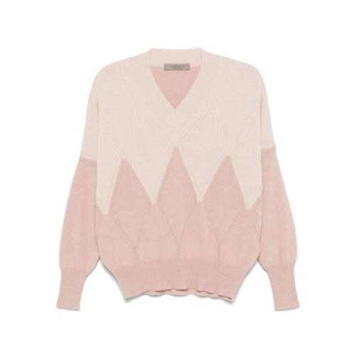 Pink Argyle Check Sweater