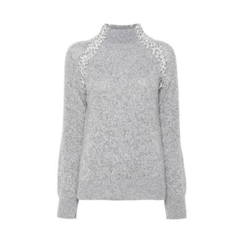 Grå Marl-Strikket Cashmere Sweater