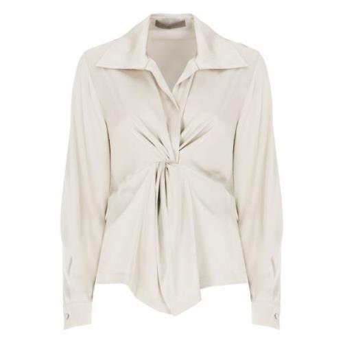 Ivory V-hals Bluse med Krave