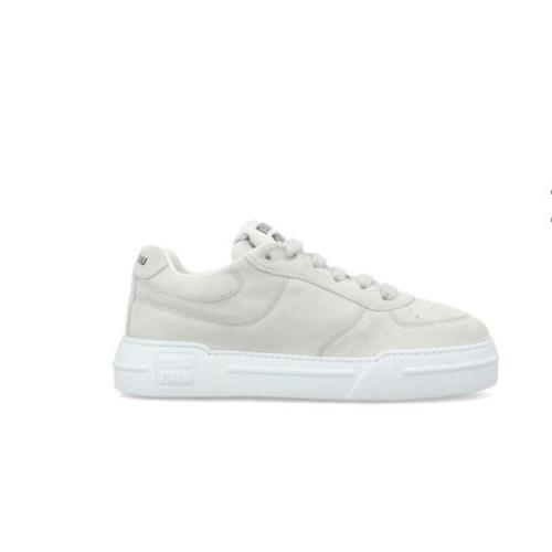 Hvide læder sneakers med logo print