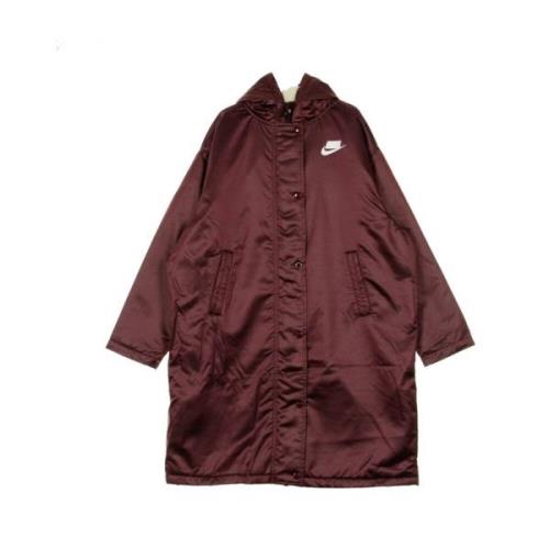 Nat Maroon Parka Lang Jakke Kvinder