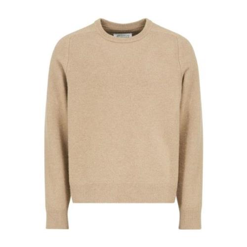 Beige Uldstrik Rund Hals Sweater