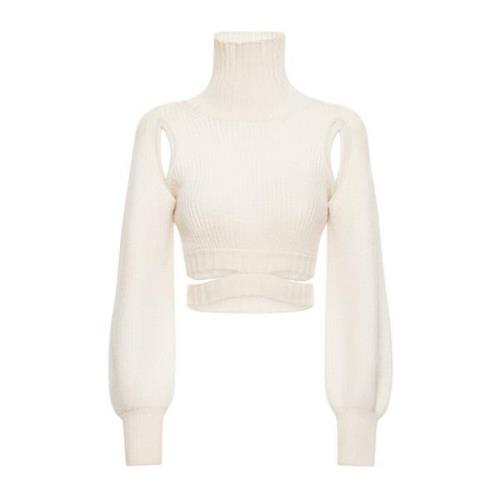 Ribbet Uld Blandet Crop Sweater