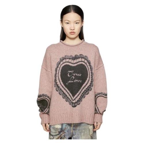 Faded Pink Printed Wool Blend Jumper