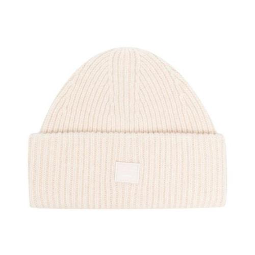 Beige Small Face Logo Beanie