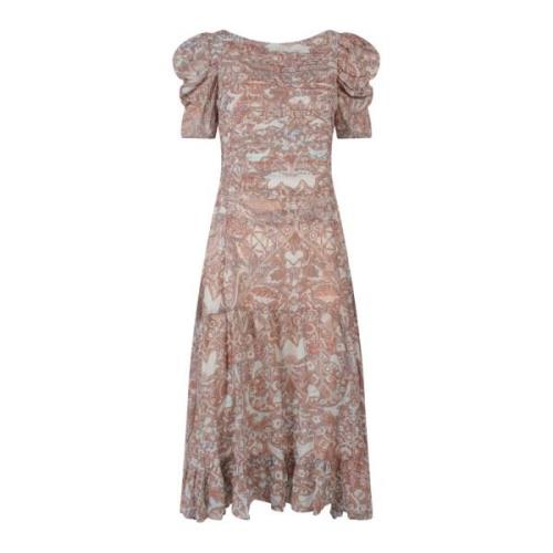 Livlig Multifarvet Chiffon Midi Kjole