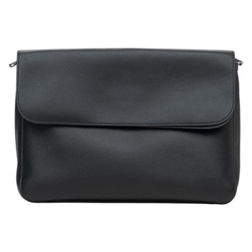 Kvinders Sort Læder Kæde Crossbody Taske ER00115670