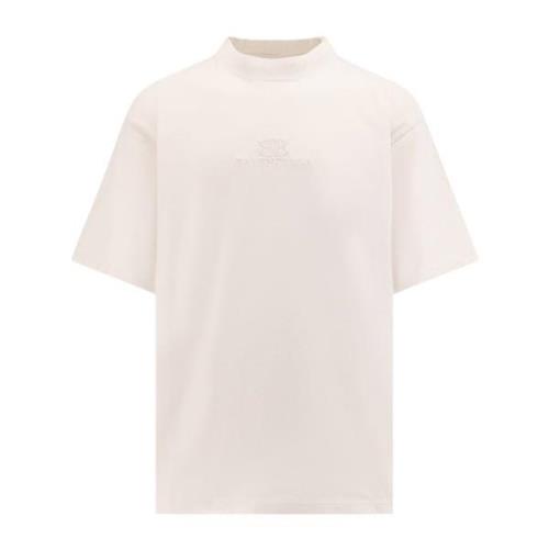 Stretch Bomuld T-Shirt med Logo Broderi