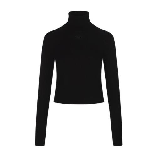 Sort Turtleneck Sweater Metal Oval D