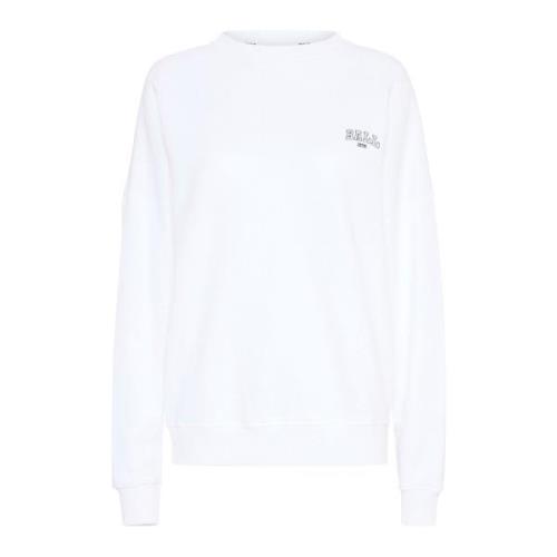 Grafisk Print Sweatshirt Bright White