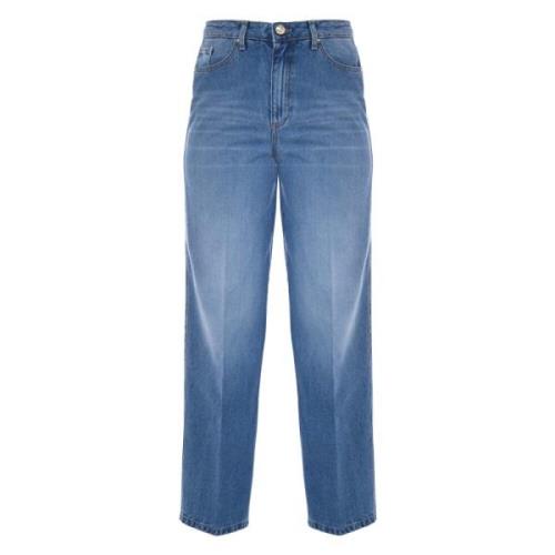 Stone-Washed Straight Leg Jeans