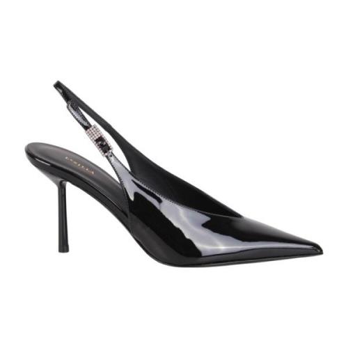 Patent læderpumps med slingback-strop