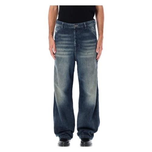 Slidte Wide-Leg Blå Jeans