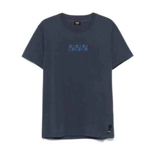 Labyrint Broderet T-Shirt Navy Blå