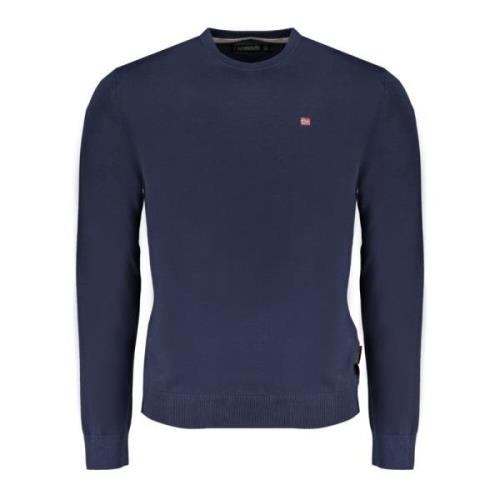 Blå Langærmet Broderet Logo Sweater