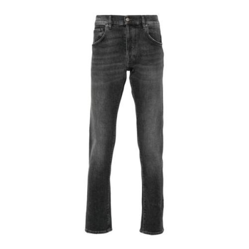 Sort Slim-fit Jeans med Whiskering Effekt