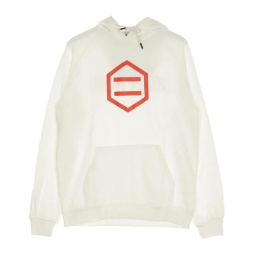 Hexagon Herre Hoodie i Hvid & Rød