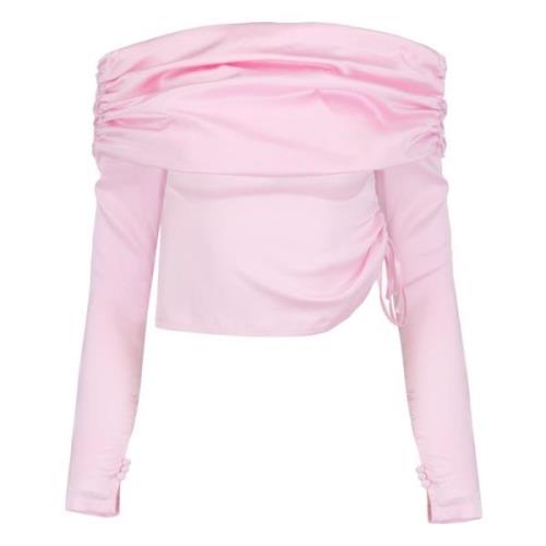 Elegant Pink Off-Shoulder Ruched Top