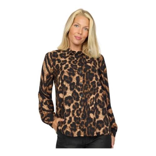 Leopard Print Skjorte med Krave