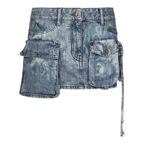 Blå Denim Nederdel Chic Stil