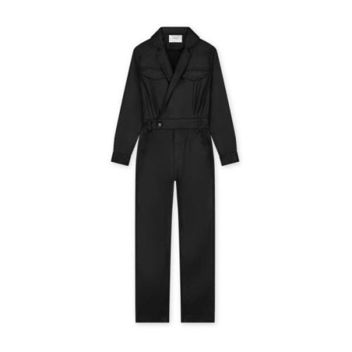 Sort flowy coated jumpsuit med krydsover stil