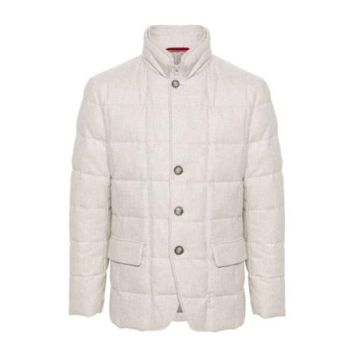 Ivory Puffer Jakke med Front Zip