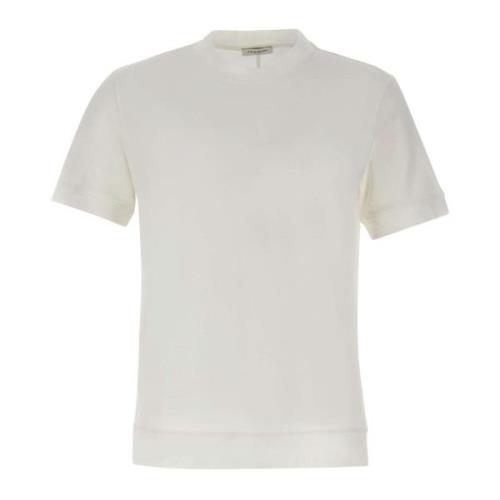 Hvid Bomulds T-shirt med Crew Neck