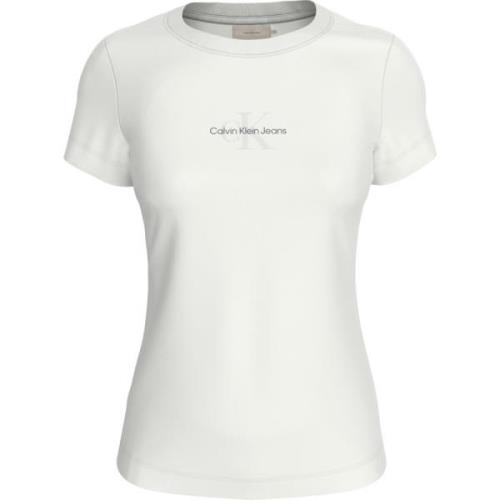 Hvid Bomulds T-shirt med Broderet Logo