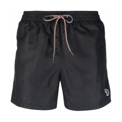 Sorte Logo-Patch Badeshorts