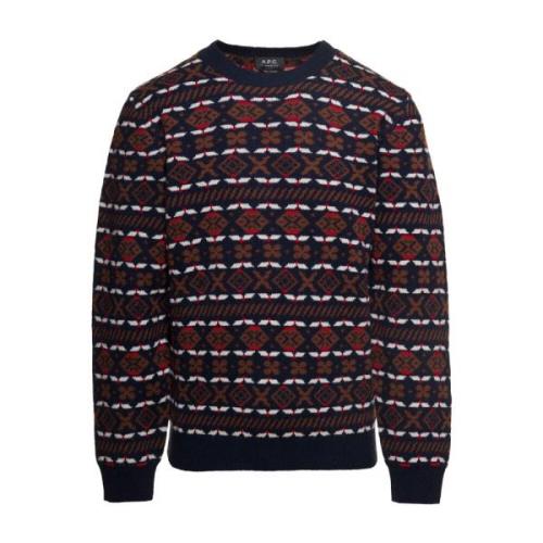 Intarsia Motif Crewneck Sweater Multicolor