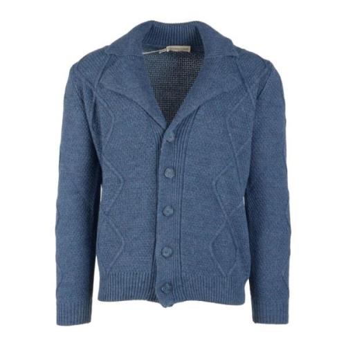 Blå Lapel Krave Cardigan Alpaca Uld