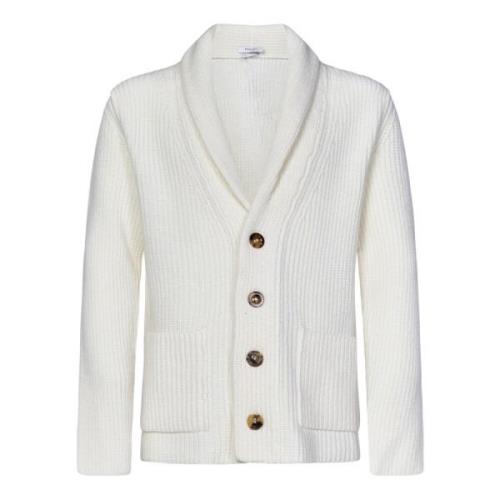 Hvid Strik Shawl Krave Cardigan