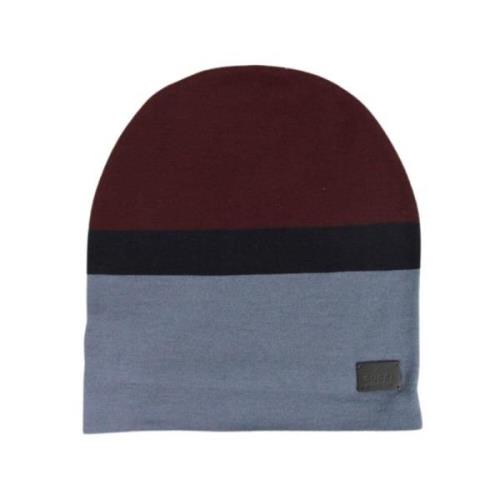 Unisex Bourgogne Blå Uld Beanie Medium Strikket Hue