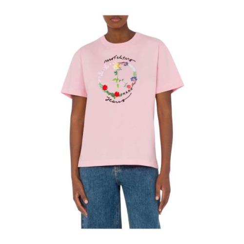 Kortærmet Pink Trykt T-shirt