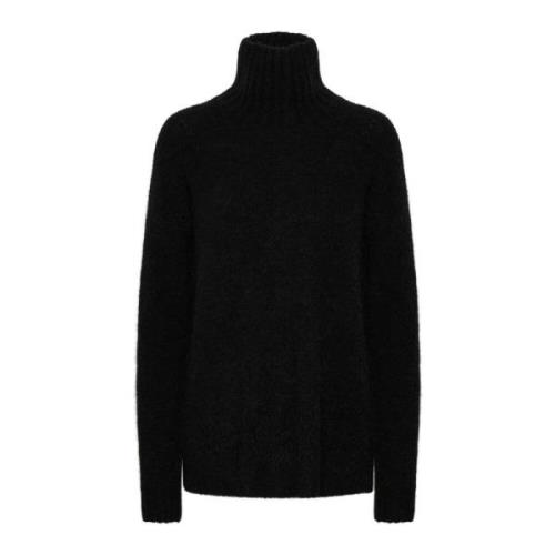 Sort Strik Rullekrave Sweater