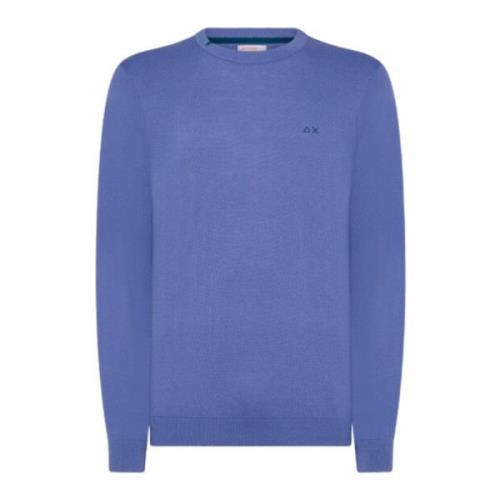 Blå Avion Sweater Rund Solid Blomme