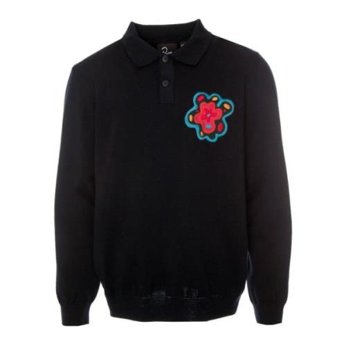 Blomstret langærmet poloshirt