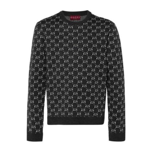 Grå Strikket Crew Neck Sweater