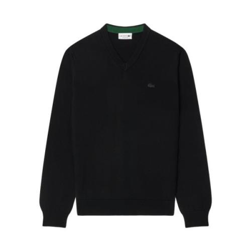 Sort Merinould V-Hals Pullover