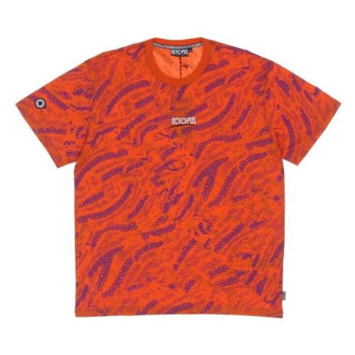 Sci-fi Orange Tee med Octopus Print