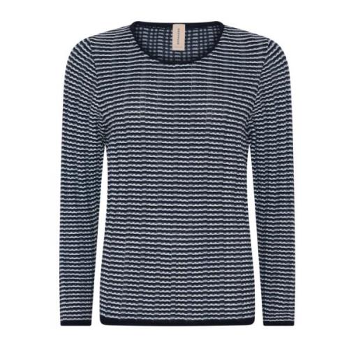 Multifarvet O-Neck Pullover Bluse Marine