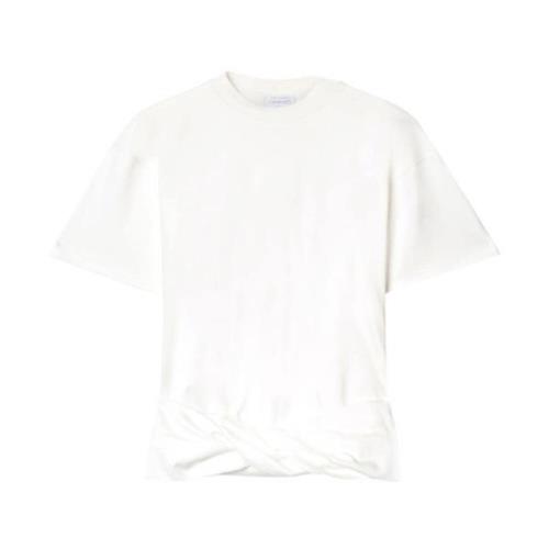 Hvid Twist T-shirt med Knude Detalje