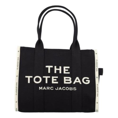 Sort Jacquard Stor Tote Taske