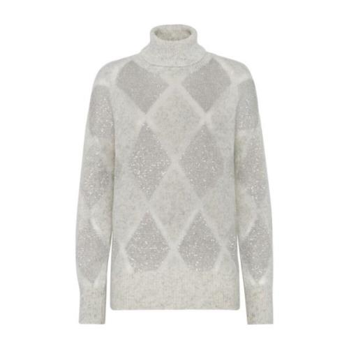 Diamantmønster Turtleneck Sweater