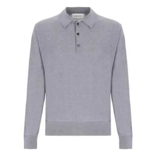 Langærmet poloshirt i cashmere uldblanding