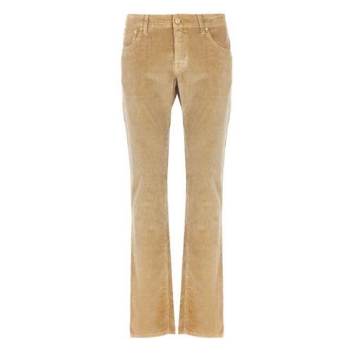 Beige Corduroy Bukser med Logo Patch