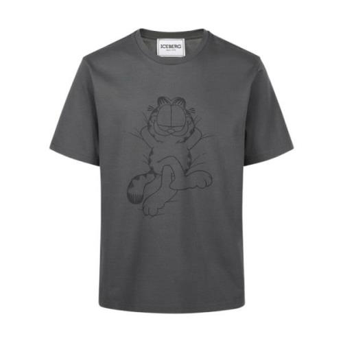 Grå bomuld jersey T-shirt med Lazy Garfield print