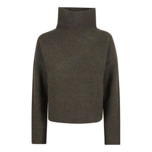 Turtleneck Strik Pullover i Oliven