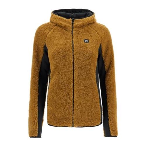 Sherpa Zip-Up Hoodie med Jersey Indsætninger